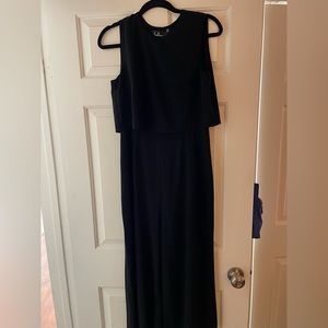 Black Lulu’s cropped leg jumpsuit with open back